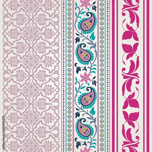 wedding card design, traditional paisley floral pattern , royal India	