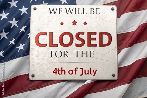 We Will Be Closed 4th of July Sign, Independence Day Metal Closed Sign, Patriotic American Flag Closed Notice, 4th of July Business Closure Sign, Vintage July 4th Closed Sign