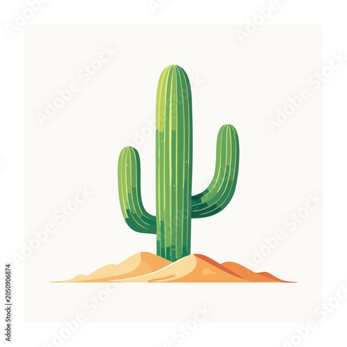 Flat design illustration of a Saguaro cactus in the desert