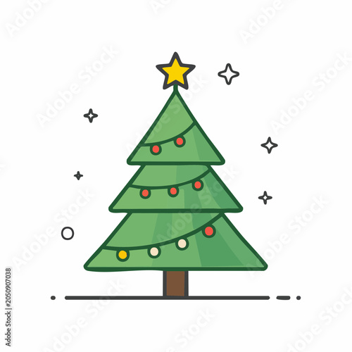 Stylized Christmas Tree with Star and Ornaments