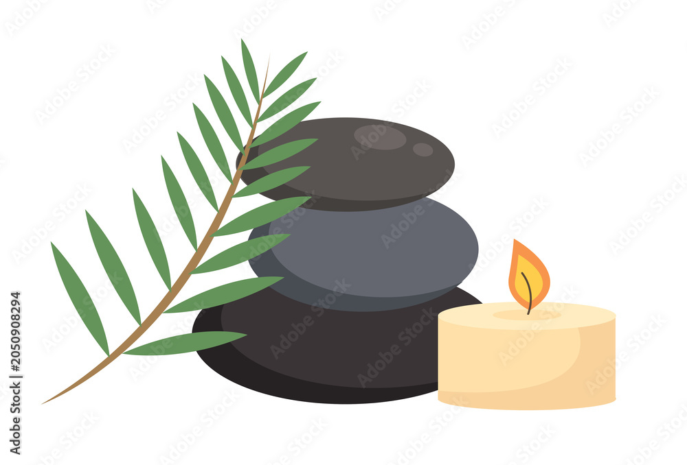 Naklejka premium Spa Stones and Candle Illustration