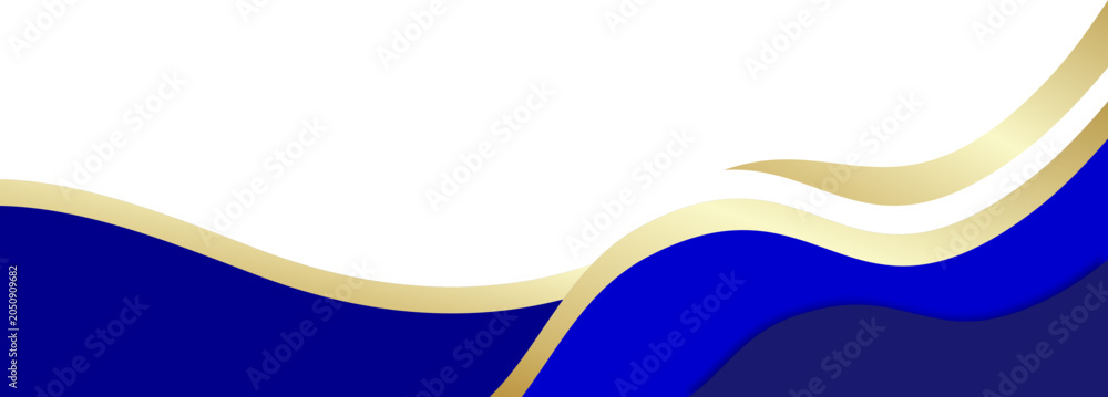 Naklejka premium Blue And Gold Elegant Wavy Footer