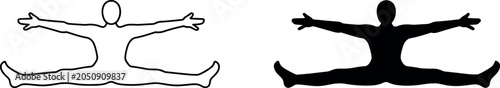 Foto Vector icon set featuring a human figure in a jumping or sprawling pose with out