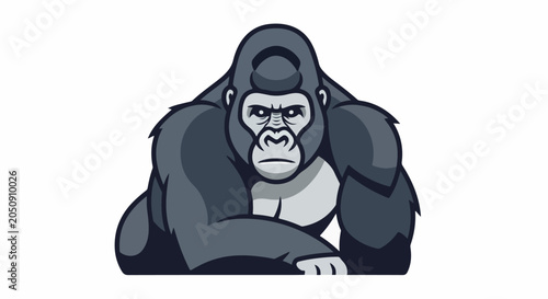 Fierce gorilla illustration with a serious expression and muscular build