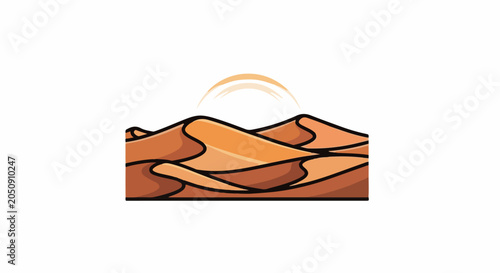 Stylized desert dunes under a fading sun