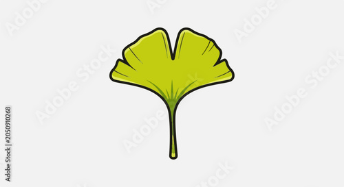 Stylized depiction of a single green ginkgo leaf on a pale background