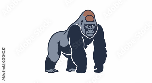 Stylized depiction of a powerful gorilla standing on all fours