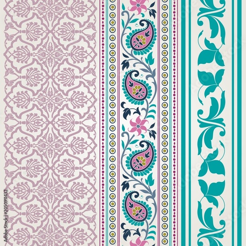 wedding card design, traditional paisley floral pattern , royal India	