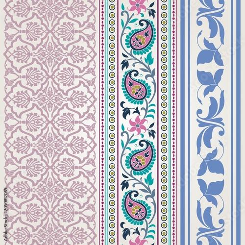 wedding card design, traditional paisley floral pattern , royal India	