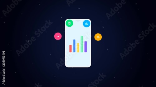 Animated Mobile App Interface with Financial Data Visualization