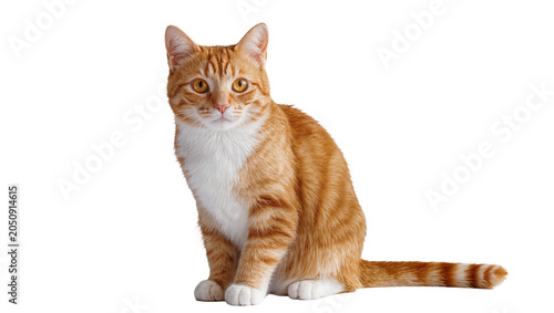 Orange tabby cat with white chest sitting