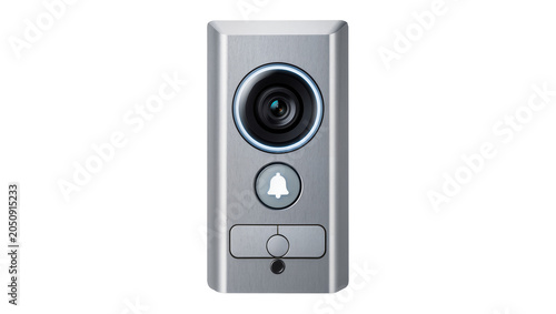 Billede på lærred Smart doorbell camera with wide-angle lens and LED ring