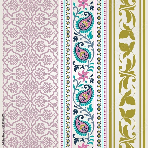 wedding card design, traditional paisley floral pattern , royal India	