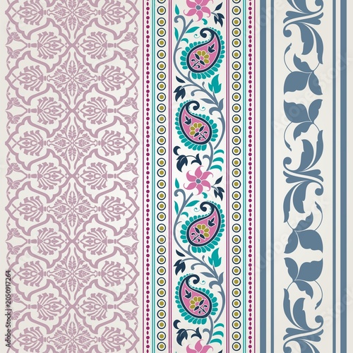 wedding card design, traditional paisley floral pattern , royal India	