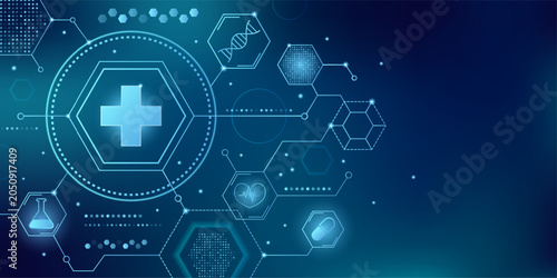 Foto Medical background with hexagonal pattern