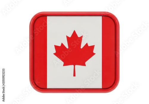 Red and white canadian flag with maple leaf icon PNG isolated on transparent background