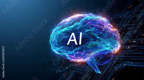 AI Brain Concept: A vibrant...