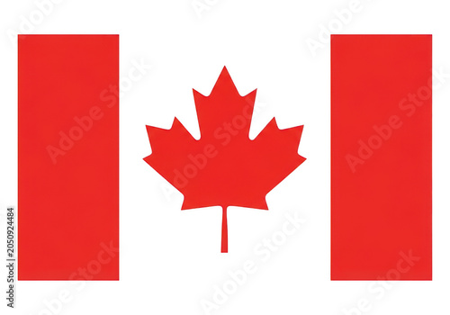 Red and white canadian flag waving in the wind PNG isolated on transparent background