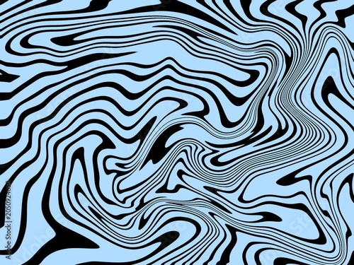 Abstract black and blue wavy lines create a fluid, dynamic visual effect