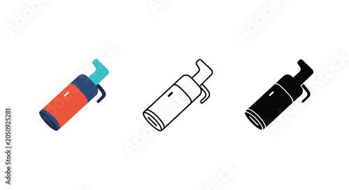 Fotografía Camera lens variations color outline and silhouette vector icons set