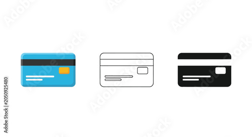 Foto Credit card icon set color line and silhouette variations for financial applicat