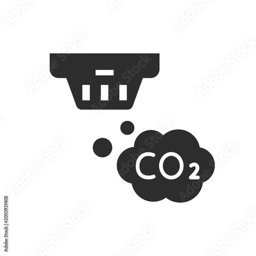 Co_ detector icon. Smoke. Monochrome black and white symbol