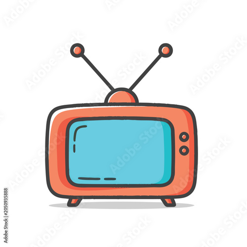 Retro Television Set with Antennas.