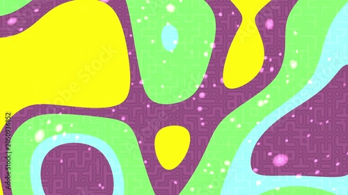 Colorful Retro Psychedelic Background with Wavy Fluid Shapes.