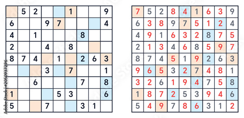 Sudoku,sudoku classic,sudoku easy,sudoku classic hard, sudoku with answers.sudoku puzzles,sudoku for kids, sudoku logic puzzle. Sudoku puzzle grid showing completed and incomplete sections  