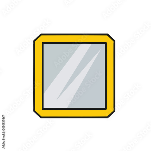 Minimalist square mirror icon with a bold yellow frame.