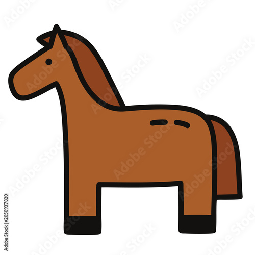 Simple flat vector illustration of a brown horse icon.
