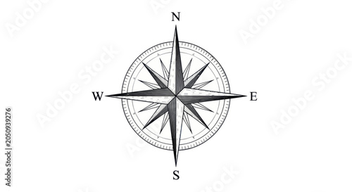 Tablou pe pânză Detailed compass rose showing cardinal directions and intermediate points