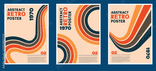 Abstract retro poster set 1970s style 