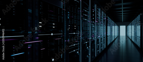 Konstfotografi Computer server room in data center center corridor, representing cloud computin