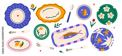 Colorful plates set
