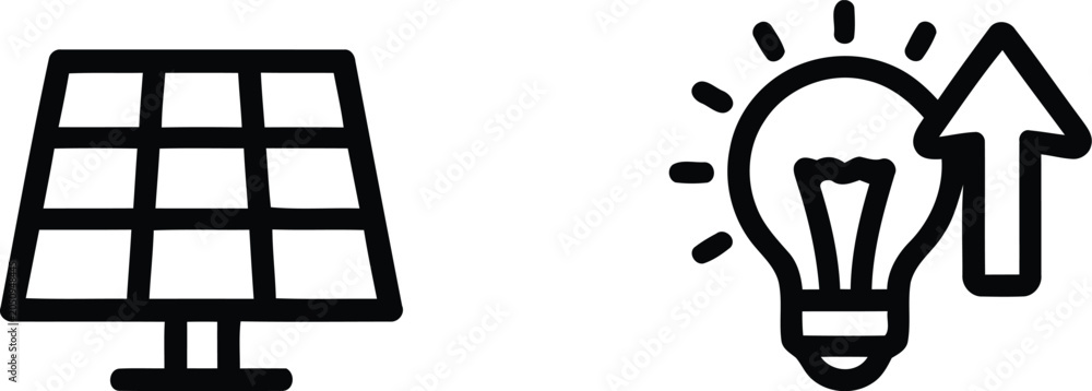 Fototapeta premium Innovation Concept Solar Panel with Light Bulb on on a transparent background