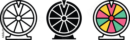 Canvas Print Lucky Wheel Prize Draw Icon Set for Interactive Gaming, Random Selection and Spi