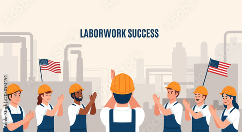 Factory workers celebrating a successful shift with a communal tea break and heartfelt applause