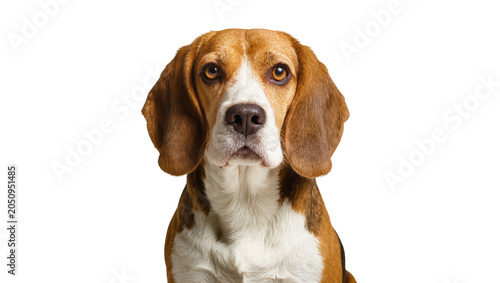 Obraz na plátně Beagle dog portrait with brown and white fur