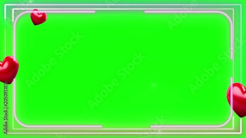 Animated green screen with floating red hearts