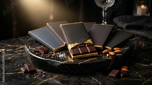 Assorted Premium Chocolate Bars in Minimalist Wrapping with Almonds and Sea Salt