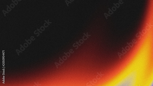 Black, red, orange, and yellow grainy gradient abstract background. Smooth warm color transition with a textured noise effect.