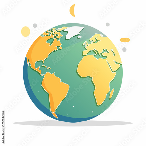 Stylized illustration of planet Earth with continents