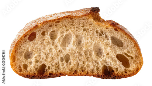 Tableau sur toile Crusty sourdough bread slice with large air pockets