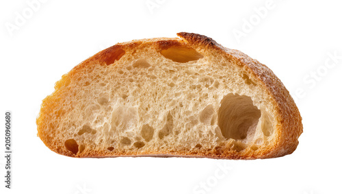 Tablou pe pânză Crusty bread slice with open crumb texture and golden brown crust
