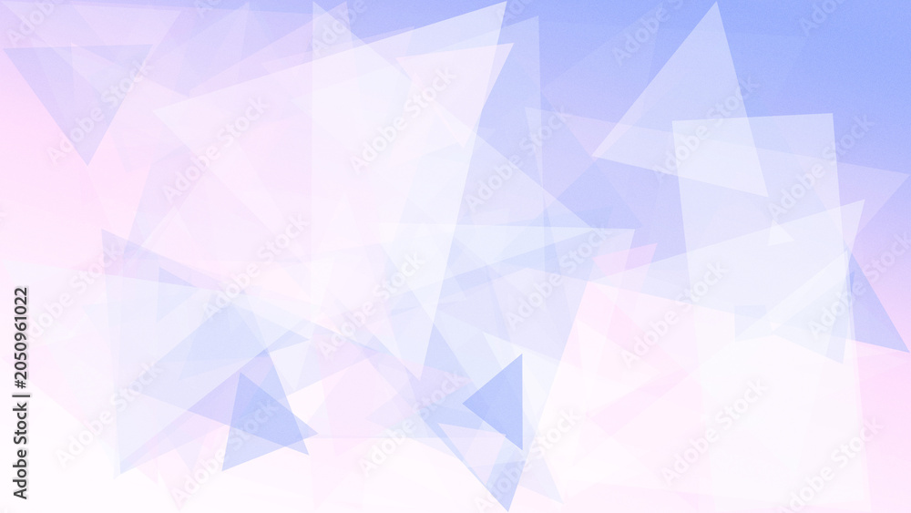 Obraz premium Soft pastel geometric triangles create a calm, modern abstract backdrop in pink and blue, ideal for branding, tech, or marketing layouts with copy space.