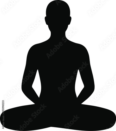 Photos Silhouette of a person sitting in a cross-legged pose with hands resting on knee