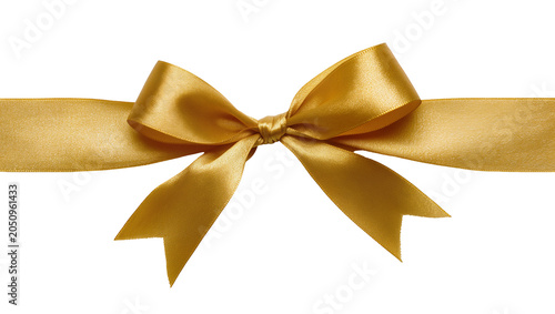 Εκτύπωση καμβά Golden satin ribbon bow with flowing tails