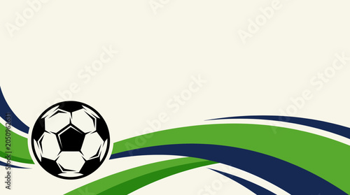 Professional soccer players compete in a stadium with a ball and green blue waves