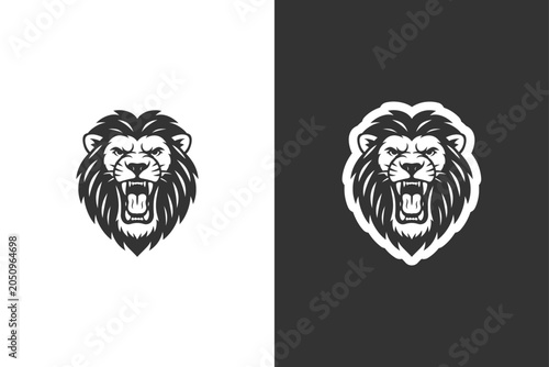 Vászonkép A powerful lions head with an open mouth, conveying strength and wildness